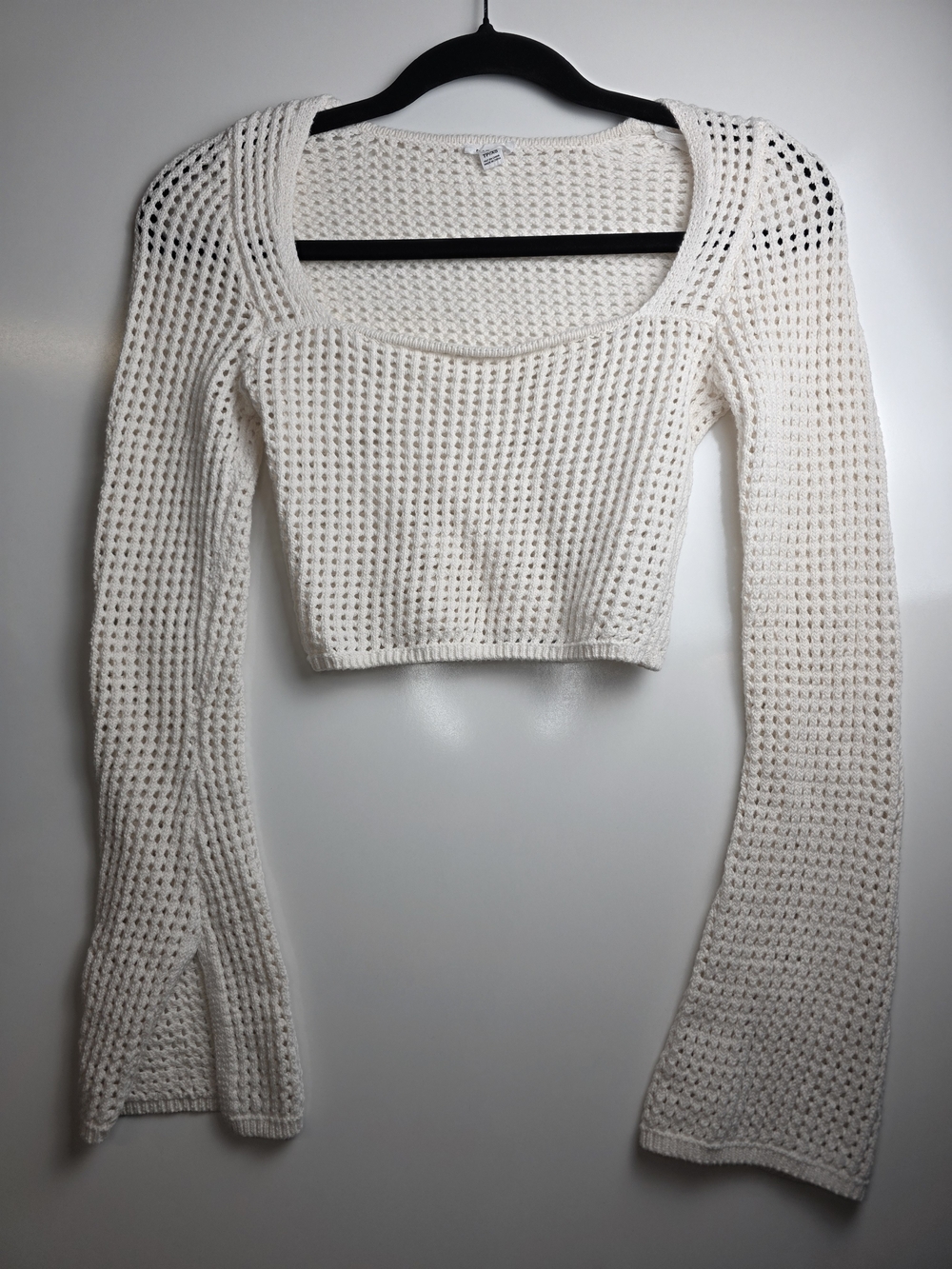 Garage Cream Crochet Knit Bell Sleeve Crop Top XS 🧚‍♀️ Fairycore